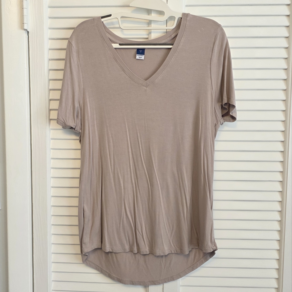 Old Navy V-Neck Short Sleeve Luxe Top - Taupe
